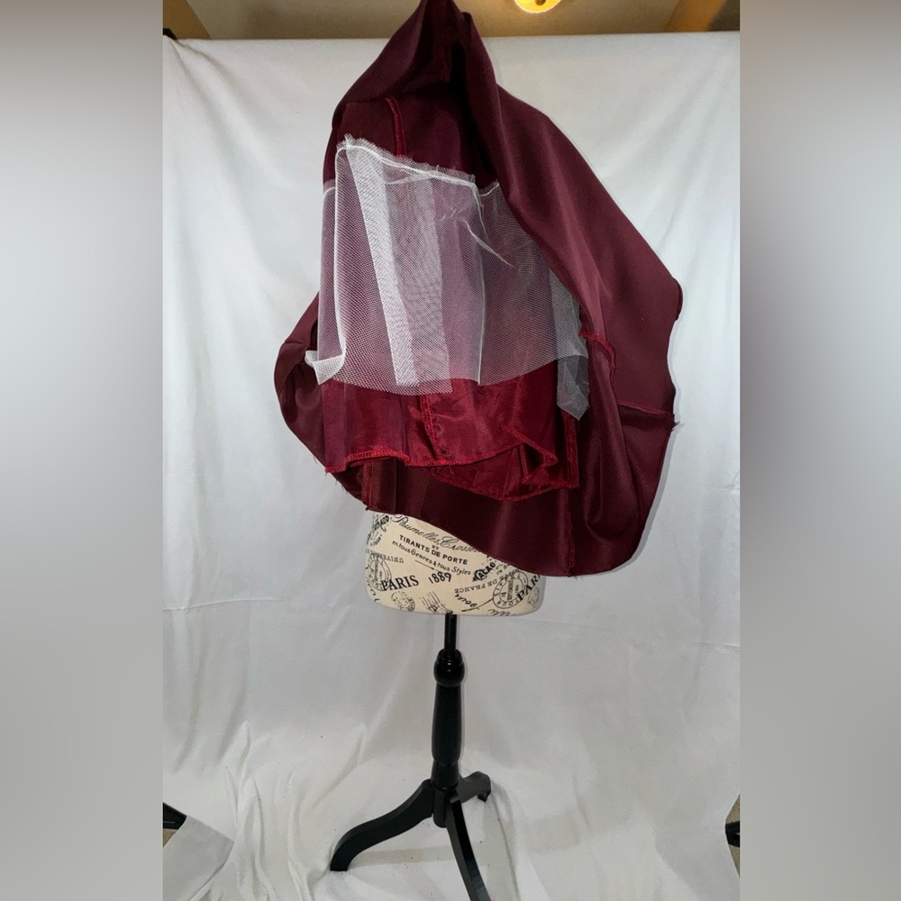Girls: Gorgeous Burgundy Spaghetti Strap dress with matching Scarf - Picture 7 of 8